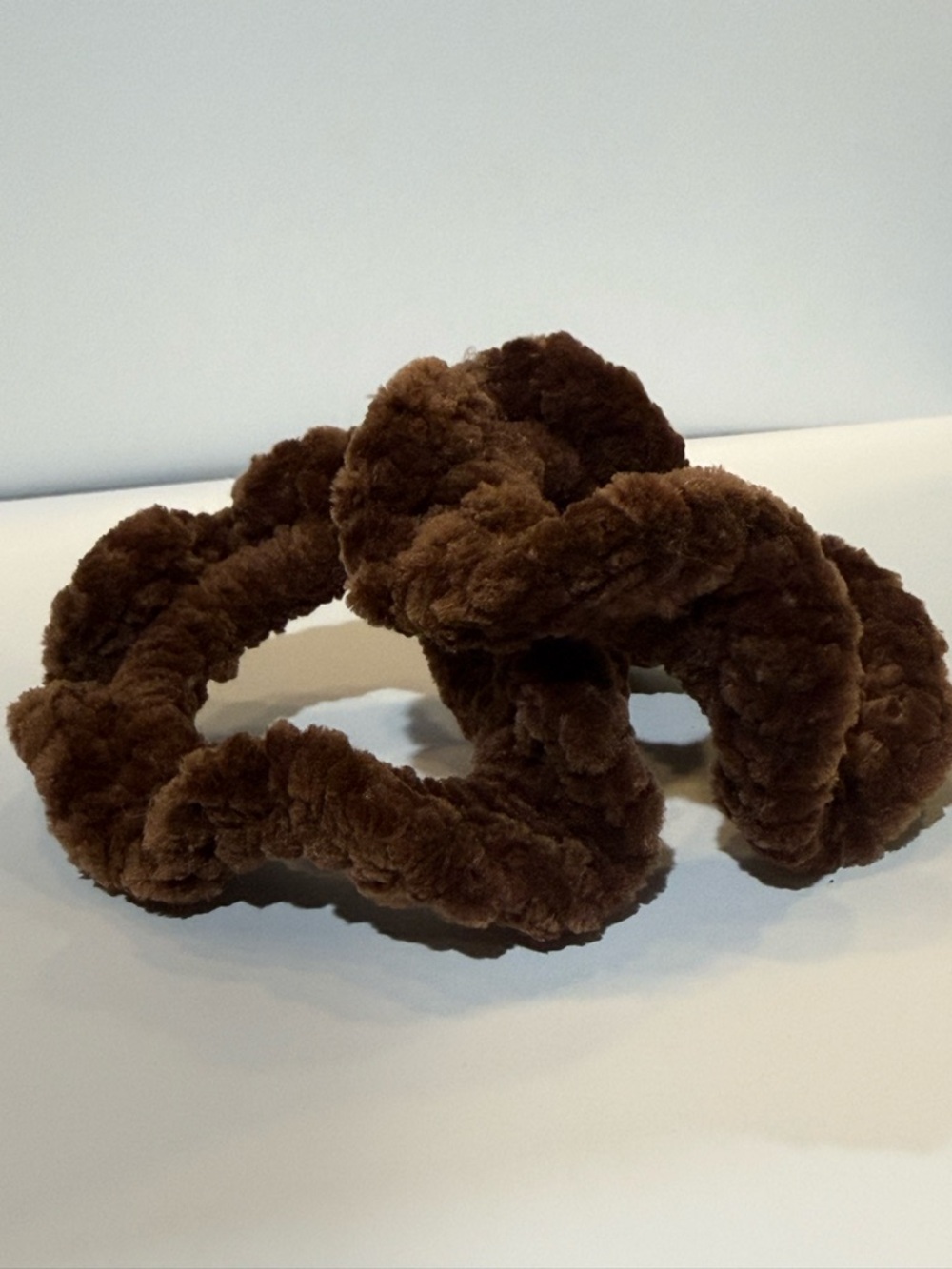 Crochet Plush Brown Fuzzy Hair Scrunchies -Set of 2